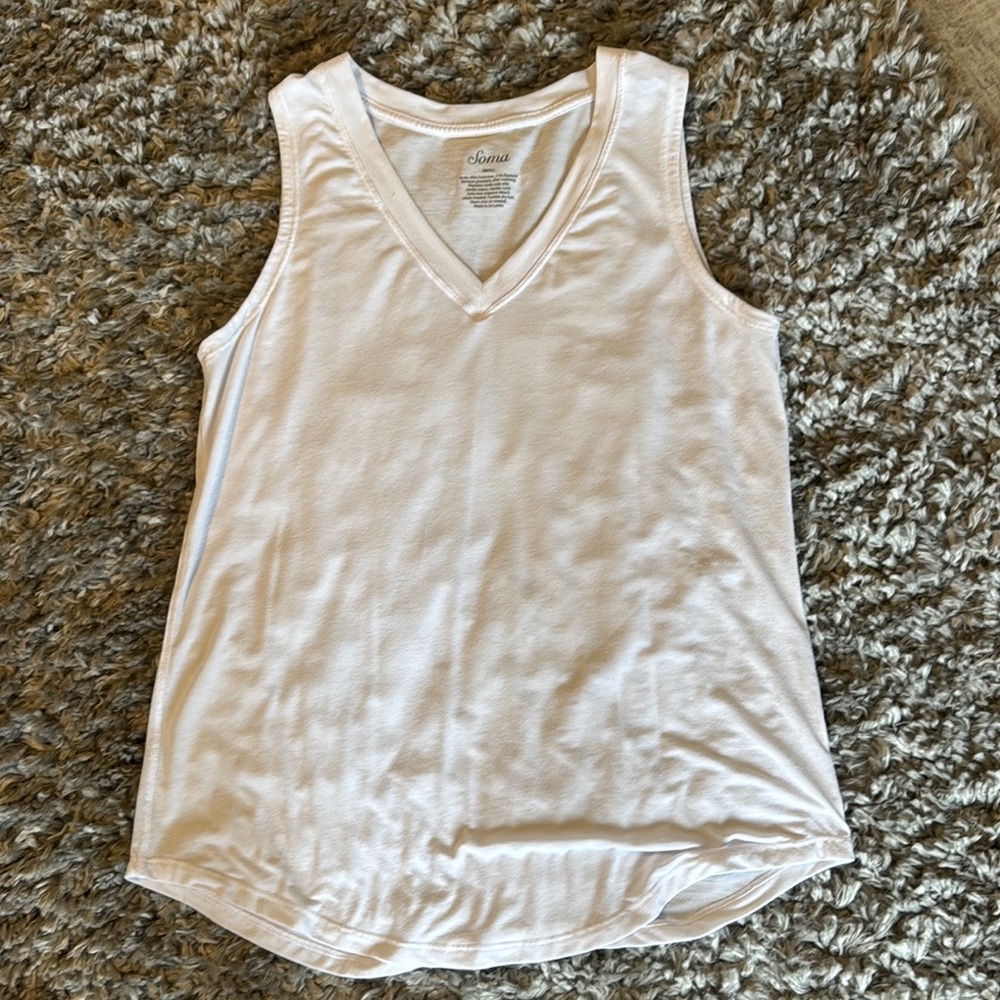 Soma White Sleeveless Relaxed Tank Top